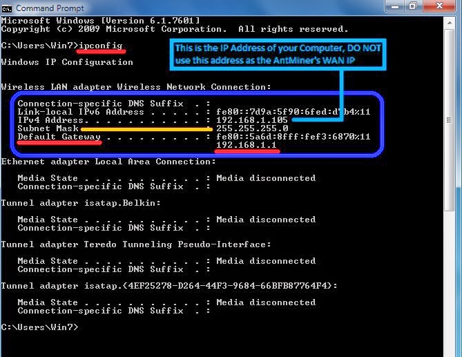 ipconfig own network Info